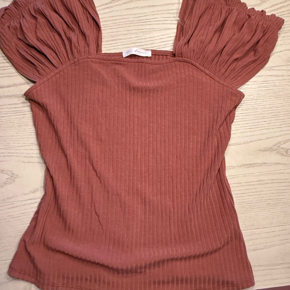 Ces Femme Pleated Sleeve Blouse in Dusty Rose